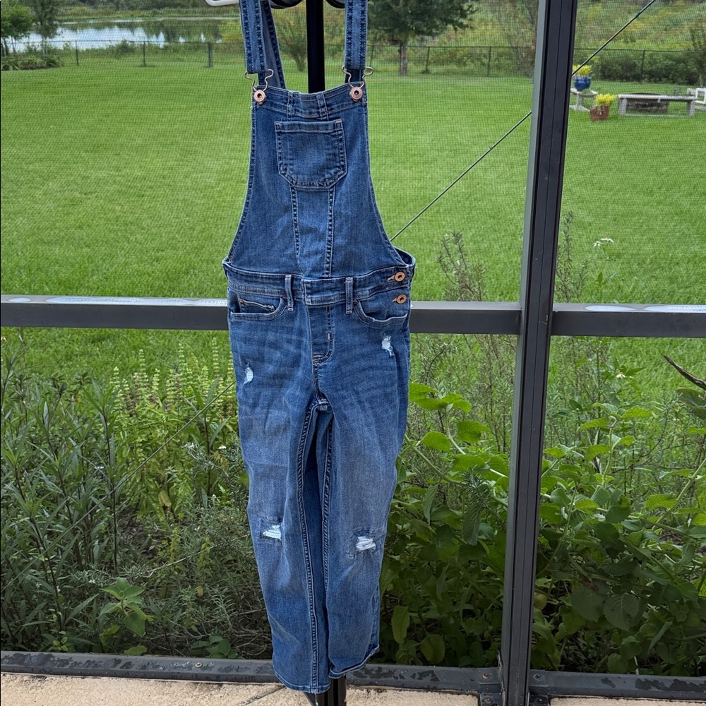 Abercrombie Kids 11/12 Denim Distressed Overalls